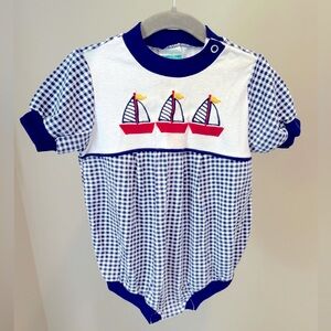 Vintage Nautical Baby Romper with Sailboat Design